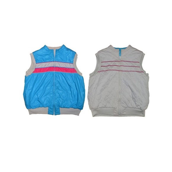 Rare * 1980s Reversible Quilted Shiny Winter Snow Vest Adorence Taiwan ROC